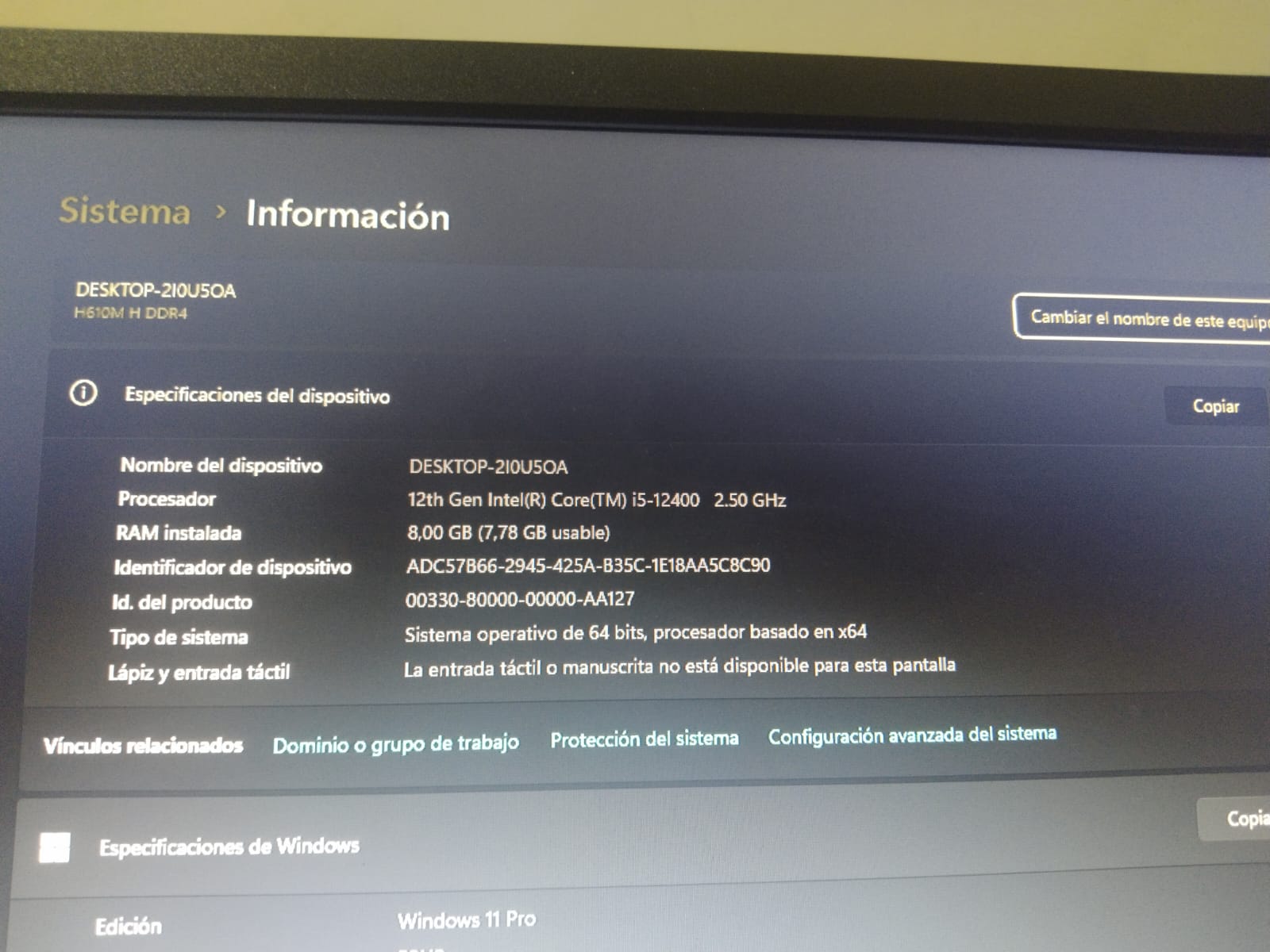 PC de escritorio 